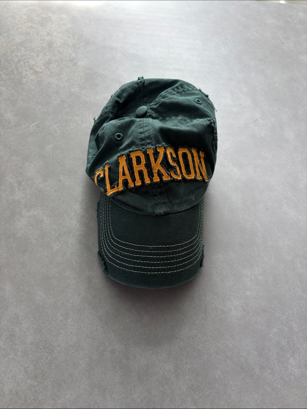 Clarkson University Intentionsll Distressed Embroidered Dark Green Baseball Cap
